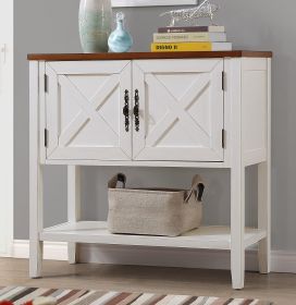 35''Farmhouse Wood Buffet Sideboard Console Table with Bottom Shelf and 2-Door Cabinet, for Living Room, Entryway