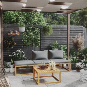 4 Piece Patio Lounge Set with Cushion Solid Acacia Wood