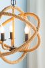 3- Light Farmhouse Chandelier, Rope Chandelier Globe Hanging Light Fixture with with Adjustable Chain for Kitchen Dining Room Foyer Entryway, Bulb Not