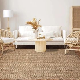 Bohemian Handwoven Natural Braided Jute Reversible Indoor Area Rug (Color: Natural, size: 6'x9')