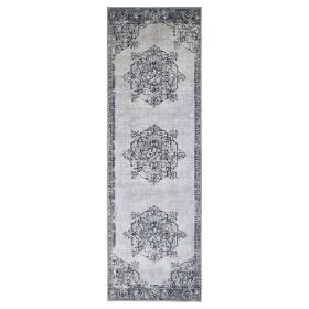 Decklan Floral Medallion Traditional Indoor Area Rug or Runner Rug (Color: Grey, size: 2'7"x8')