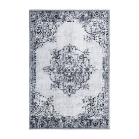 Decklan Floral Medallion Traditional Indoor Area Rug or Runner Rug (Color: Grey, size: 5'x8')