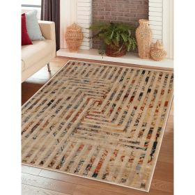 Naem Modern Geometric Lines Abstract Boho Area Rugs Or Runner Rug (Color: Ivory, size: 8'x10')