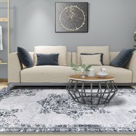 Decklan Floral Medallion Traditional Indoor Area Rug or Runner Rug (Color: Grey, size: 8'x10')