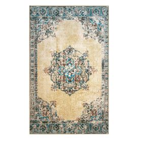 Decklan Floral Medallion Traditional Indoor Area Rug or Runner Rug (Color: Cream, size: 5'x8')