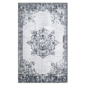 Decklan Floral Medallion Traditional Indoor Area Rug or Runner Rug (Color: Grey, size: 4'x6')