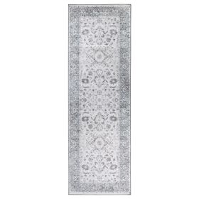 Agra Floral Scroll Washable Indoor Area Rugs or Runner Rug (Color: Gray, size: 3'6"x5'6")