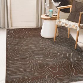 Veer Modern Abstract Wood Grain Indoor Area Rug or Runner Rug (Color: Chocolate, size: 7'x9')