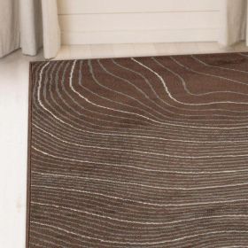 Veer Modern Abstract Wood Grain Indoor Area Rug or Runner Rug (Color: Chocolate, size: 4'x6')
