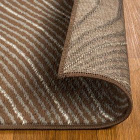 Veer Modern Abstract Wood Grain Indoor Area Rug or Runner Rug (Color: Chocolate, size: 2'7"x8')