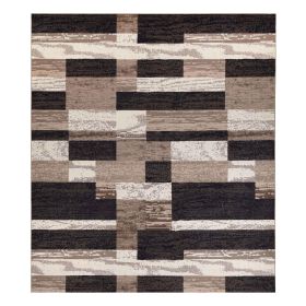 Rockwood Modern Geometric Patchwork Indoor Area Rug or Runner (Color: Chocolate, size: 12'x18')