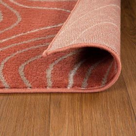 Veer Modern Abstract Wood Grain Indoor Area Rug or Runner Rug (Color: Coral, size: 2'7"x8')