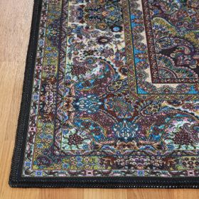 Flamingo Modern Medallion Washable Indoor Area Rug or Runner (Color: Black, size: 4'x6')