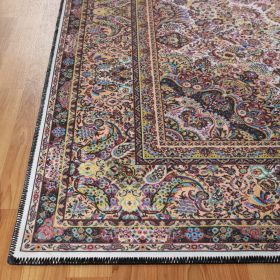 Flamingo Modern Medallion Washable Indoor Area Rug or Runner (Color: Cream, size: 2'7"x8')