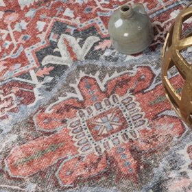 Mesa Rustic Distressed Medallion Indoor Area Rug or Runner Rug (Color: Brown, size: 9'x12')