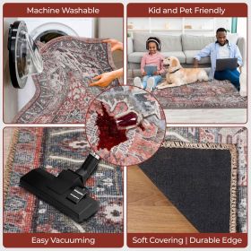 Mesa Rustic Distressed Medallion Indoor Area Rug or Runner Rug (Color: Brown, size: 5'7"x8'9")