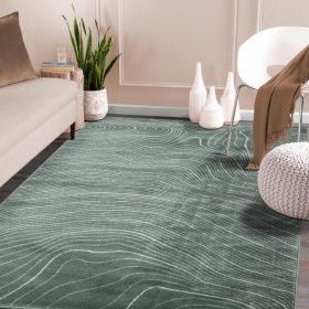 Veer Modern Abstract Wood Grain Indoor Area Rug or Runner Rug (Color: Slate, size: 8'x10')